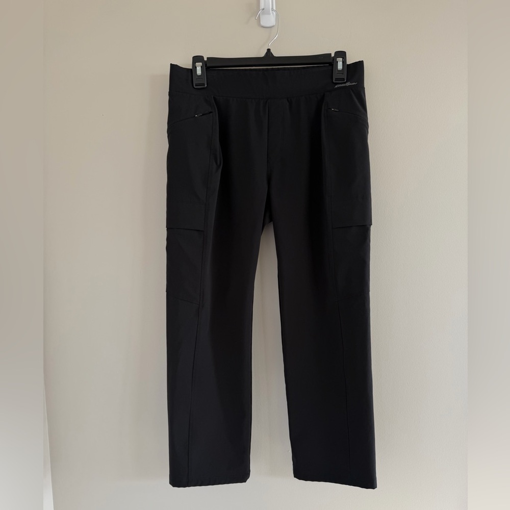 Eddie Bauer Womens 8 Black Capri Utility Cargo Stretch Outdoor Active Pants